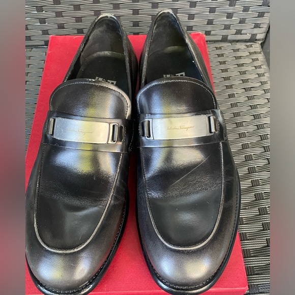 Salvatore Ferragamo Shoes,Salvatore Ferragamo Black Leather Slip-Ons,AUTHENTIC. - Picture 8 of 11